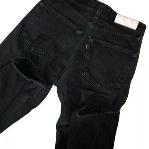 Black Distressed Re/Done Ankle Jeans